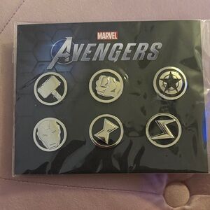 Marvel Avengers Iconic Emblem Pin Set - Black and Silver